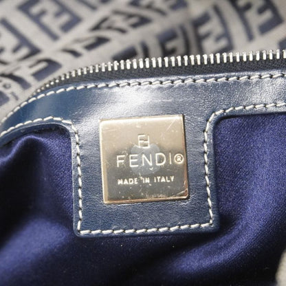 Fendi Handbag Zucchino Mamma Bucket Nylon Canvas Navy Silver Hardware Women