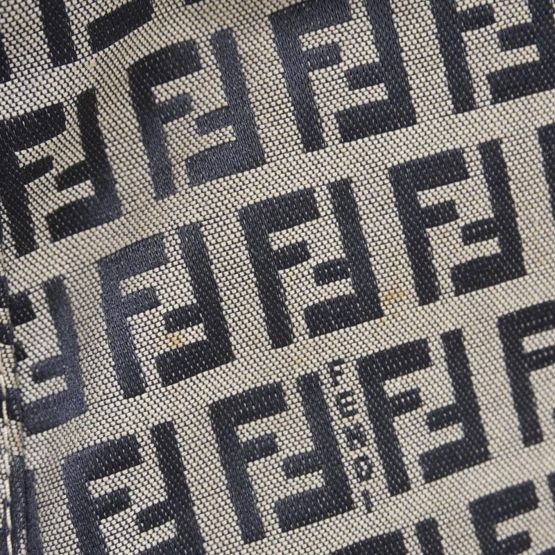 Fendi Handbag Zucchino Mamma Bucket Nylon Canvas Navy Silver Hardware Women