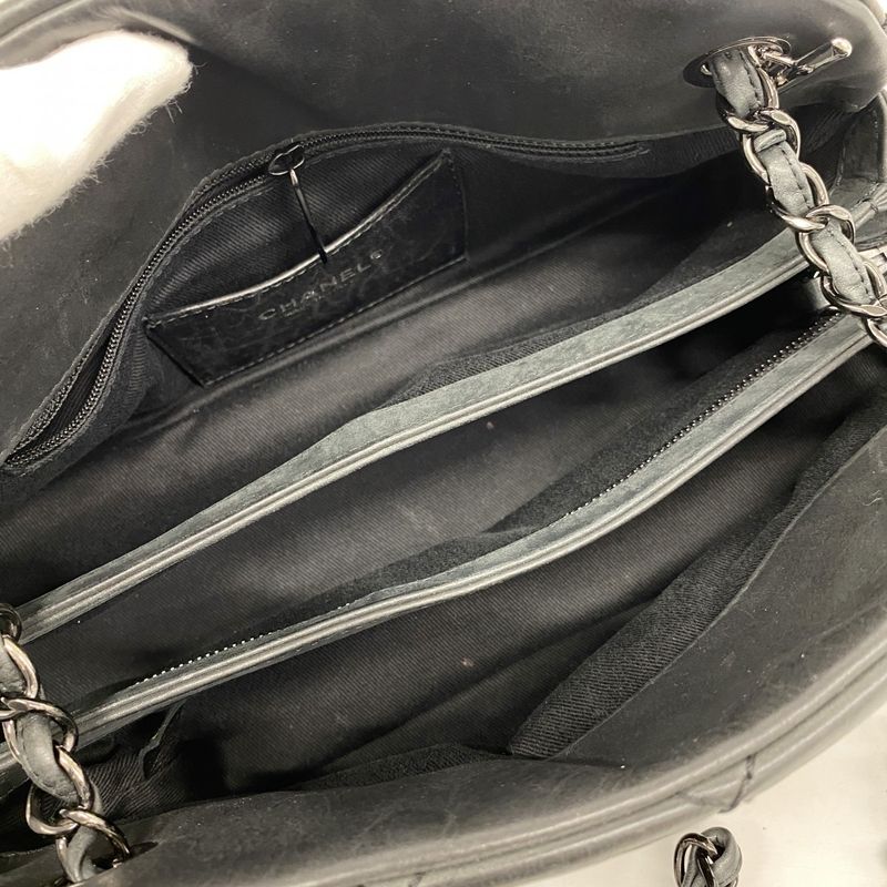 Chanel Shoulder Bag Matelasse Mademoiselle Beauring Bag Leather Black Silver