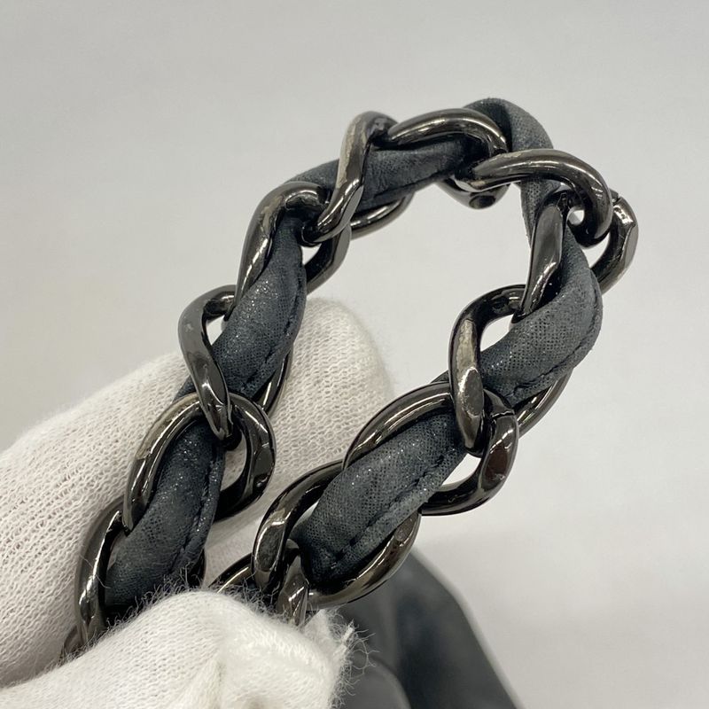 Chanel Shoulder Bag Matelasse Mademoiselle Beauring Bag Leather Black Silver