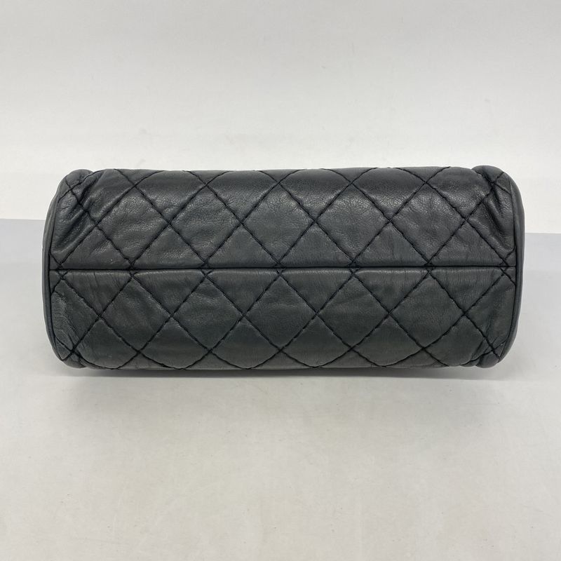 Chanel Shoulder Bag Matelasse Mademoiselle Beauring Bag Leather Black Silver