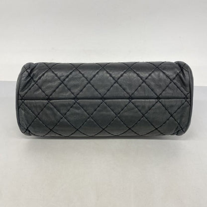 Chanel Shoulder Bag Matelasse Mademoiselle Beauring Bag Leather Black Silver