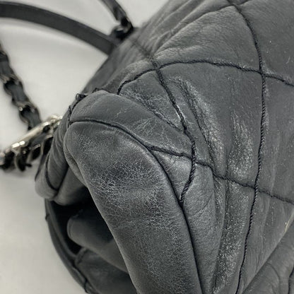 Chanel Shoulder Bag Matelasse Mademoiselle Beauring Bag Leather Black Silver