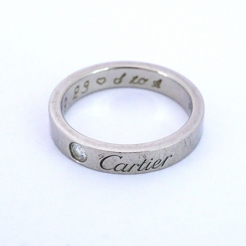 Cartier Ring C Deux 1PD Pt950 Platinum Diamond #45 Ladies