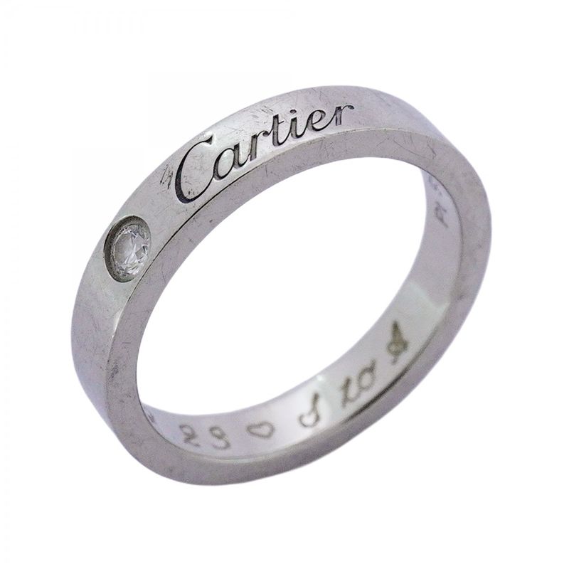 Cartier Ring C Deux 1PD Pt950 Platinum Diamond #45 Ladies
