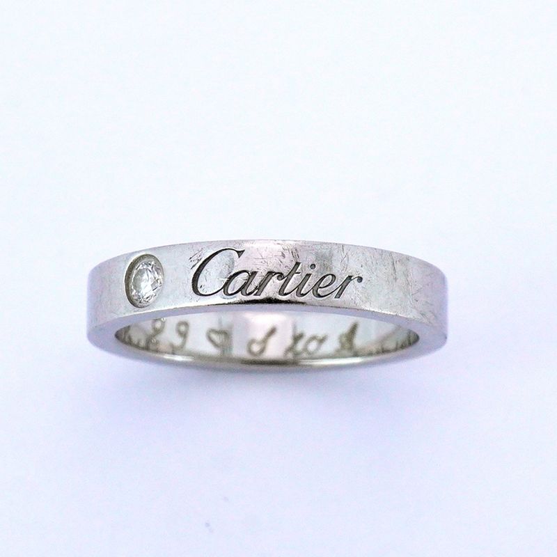 Cartier Ring C Deux 1PD Pt950 Platinum Diamond #45 Ladies