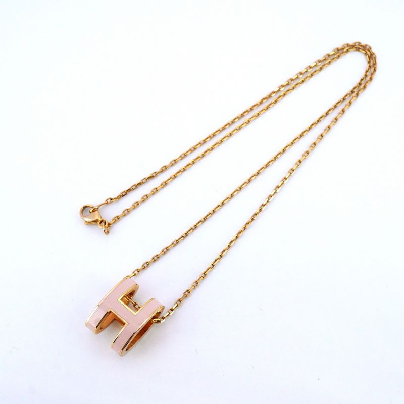 Hermes Necklace Mini Pop Ash GP Plated Gold Pin Cles Deuce