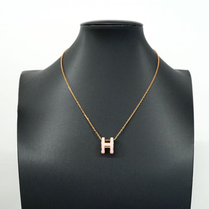 Hermes Necklace Mini Pop Ash GP Plated Gold Pin Cles Deuce