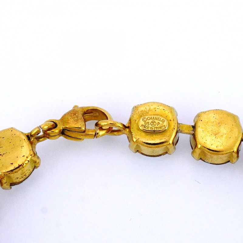 Chanel Bracelet Vintage Coco Mark GP Plated Rhinestone Gold Ladies