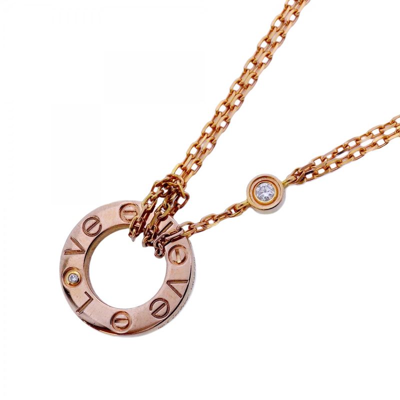 Cartier Necklace Love Circle 2PD 18K Pink Gold Pink Gold With Diamonds Ladies