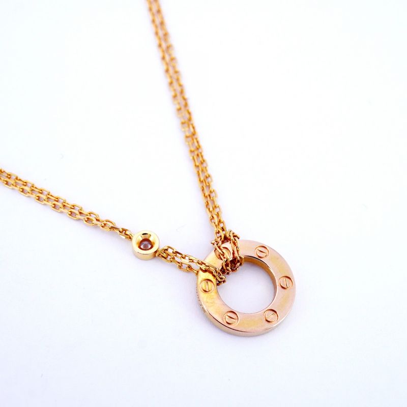 Cartier Necklace Love Circle 2PD 18K Pink Gold Pink Gold With Diamonds Ladies
