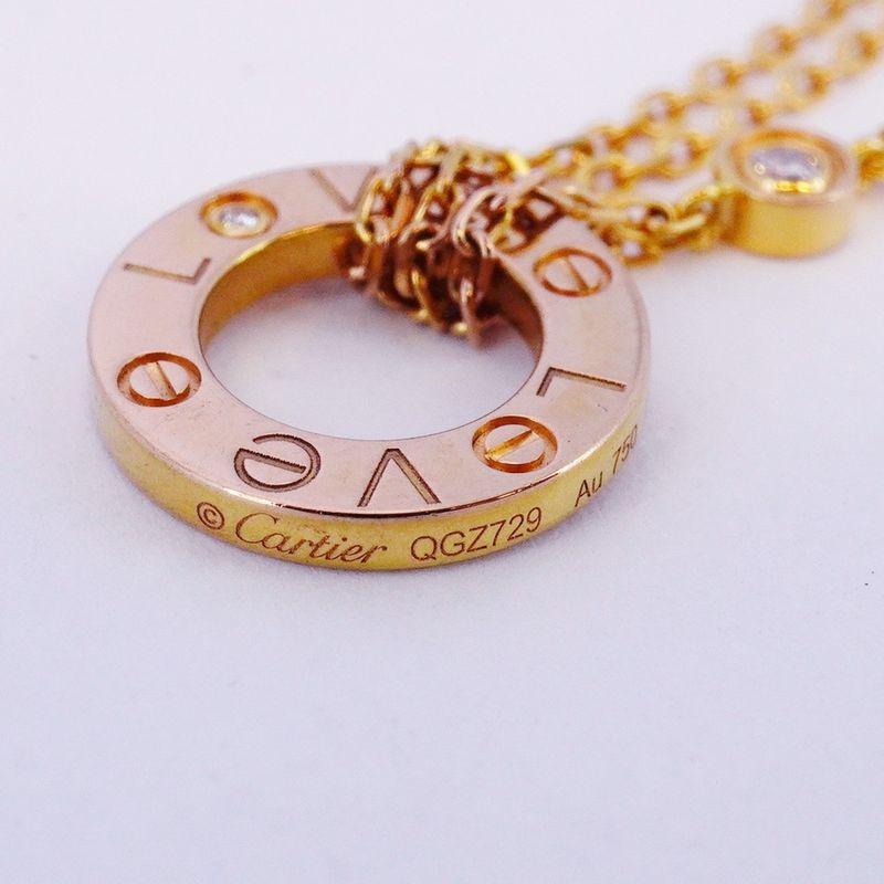 Cartier Necklace Love Circle 2PD 18K Pink Gold Pink Gold With Diamonds Ladies