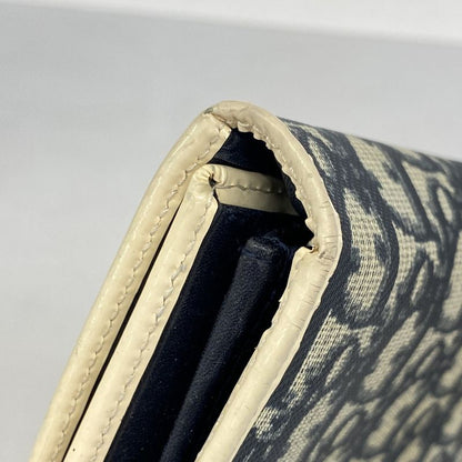 Christian Dior Long Wallet Trotter PVC Navy White Silver Hardware Women