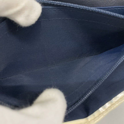 Christian Dior Long Wallet Trotter PVC Navy White Silver Hardware Women