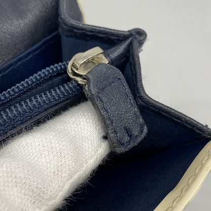 Christian Dior Long Wallet Trotter PVC Navy White Silver Hardware Women