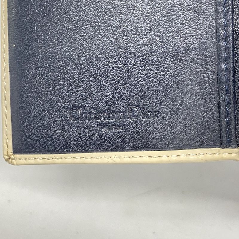 Christian Dior Long Wallet Trotter PVC Navy White Silver Hardware Women