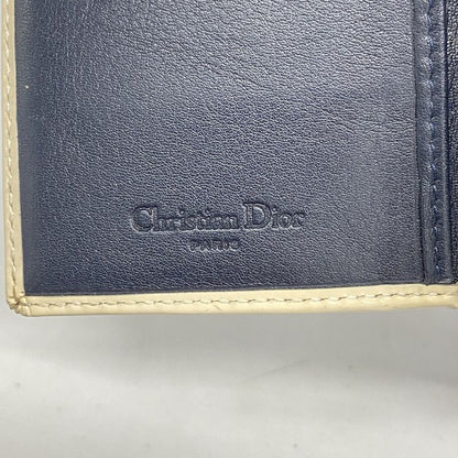 Christian Dior Long Wallet Trotter PVC Navy White Silver Hardware Women