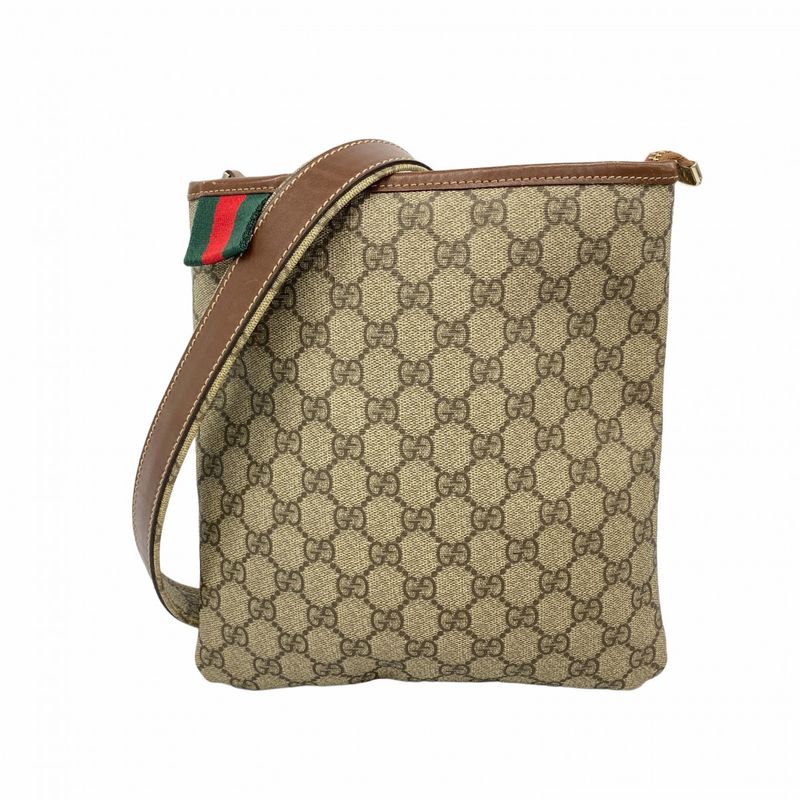 Gucci Shoulder Bag GG Supreme Sherry Line 246413 PVC Brown Chien Pan Gold