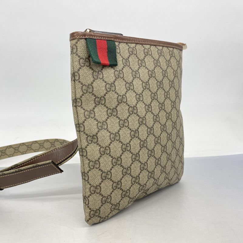 Gucci Shoulder Bag GG Supreme Sherry Line 246413 PVC Brown Chien Pan Gold