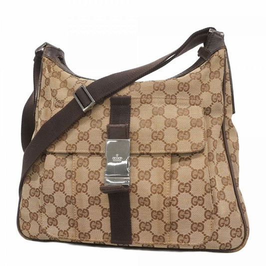 Gucci Shoulder Bag GG Canvas 131211 Canvas Beige Silver Hardware Women