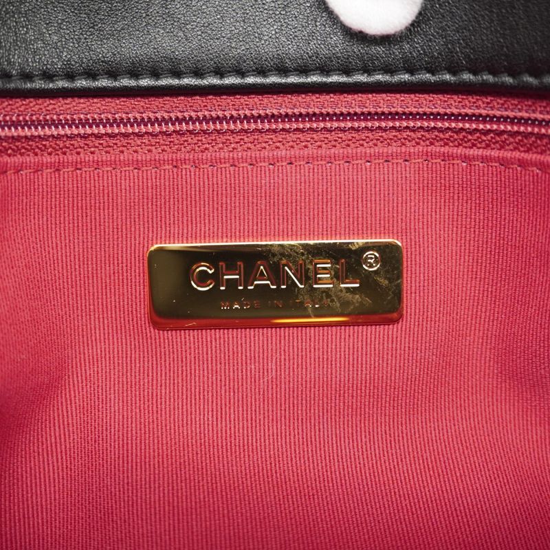 Chanel Handbag Chanel 19 Lambskin Black Gold Silver Hardware 2way Bag Ladies