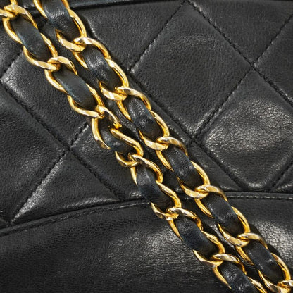 Chanel Shoulder Bag Matelasse Lambskin Black Gold Hardware Women