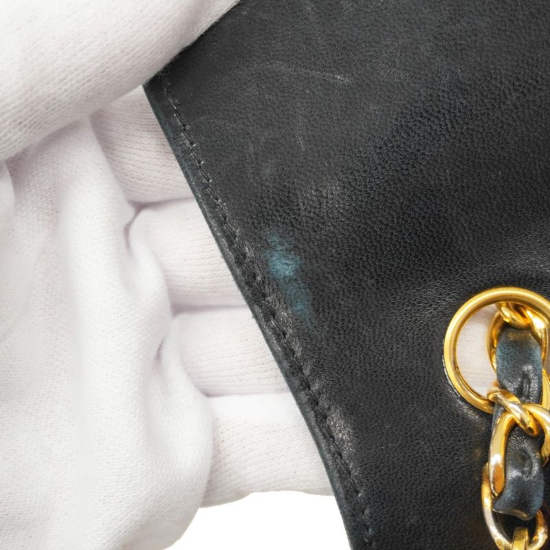 Chanel Shoulder Bag Matelasse Lambskin Black Gold Hardware Women