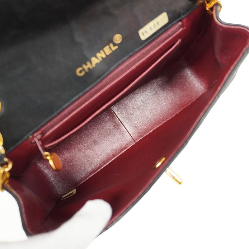 Chanel Shoulder Bag Matelasse Lambskin Black Gold Hardware Women