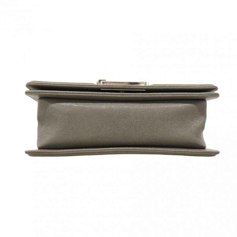 Chanel Shoulder Bag Boy Chanel Caviar Skin Gray Silver Hardware Women