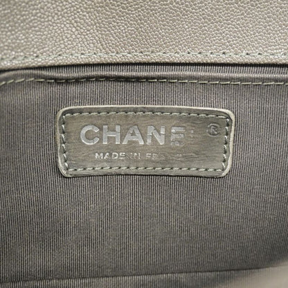 Chanel Shoulder Bag Boy Chanel Caviar Skin Gray Silver Hardware Women