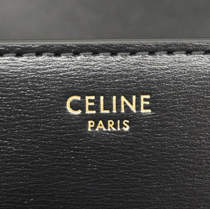 Celine Shoulder Bag Triomphe Leather Black Gold Hardware Women
