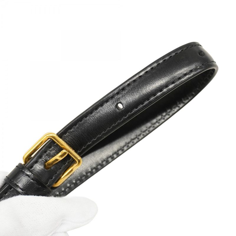 Celine Shoulder Bag Triomphe Leather Black Gold Hardware Women