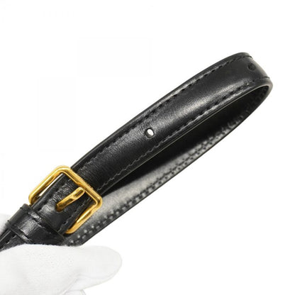 Celine Shoulder Bag Triomphe Leather Black Gold Hardware Women