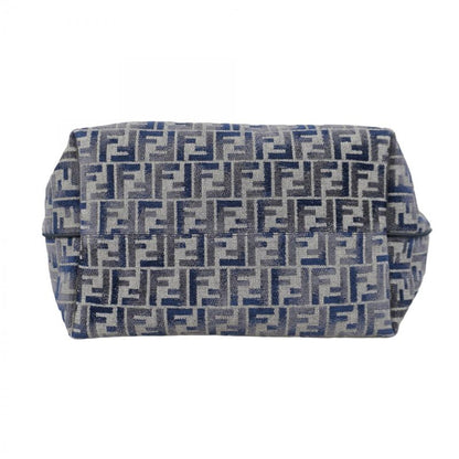 Fendi Tote Bag Jacquard Velvet Navy Gold Hardware Women