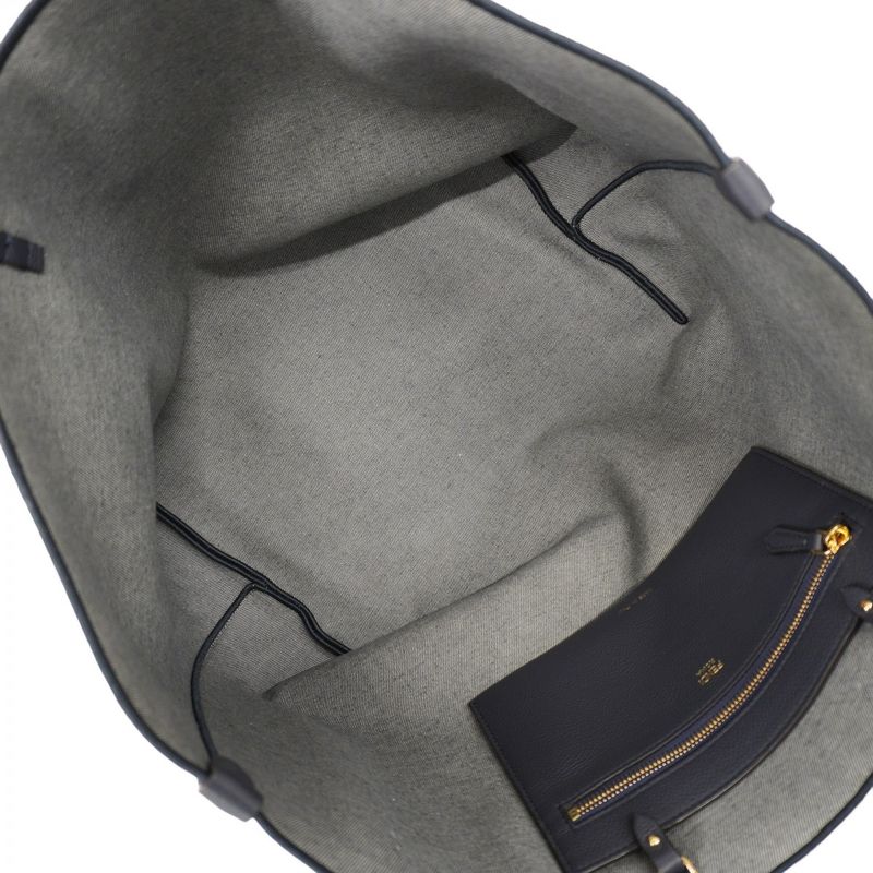 Fendi Tote Bag Jacquard Velvet Navy Gold Hardware Women