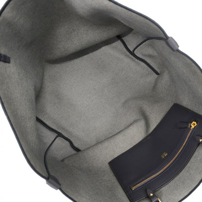 Fendi Tote Bag Jacquard Velvet Navy Gold Hardware Women