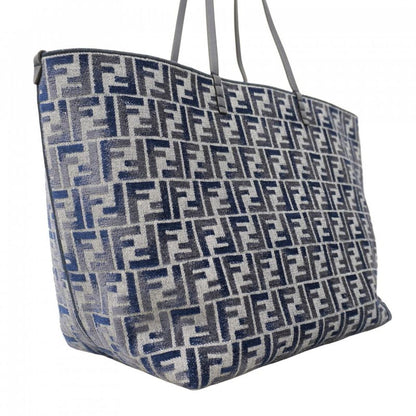 Fendi Tote Bag Jacquard Velvet Navy Gold Hardware Women
