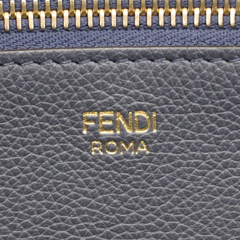 Fendi Tote Bag Jacquard Velvet Navy Gold Hardware Women