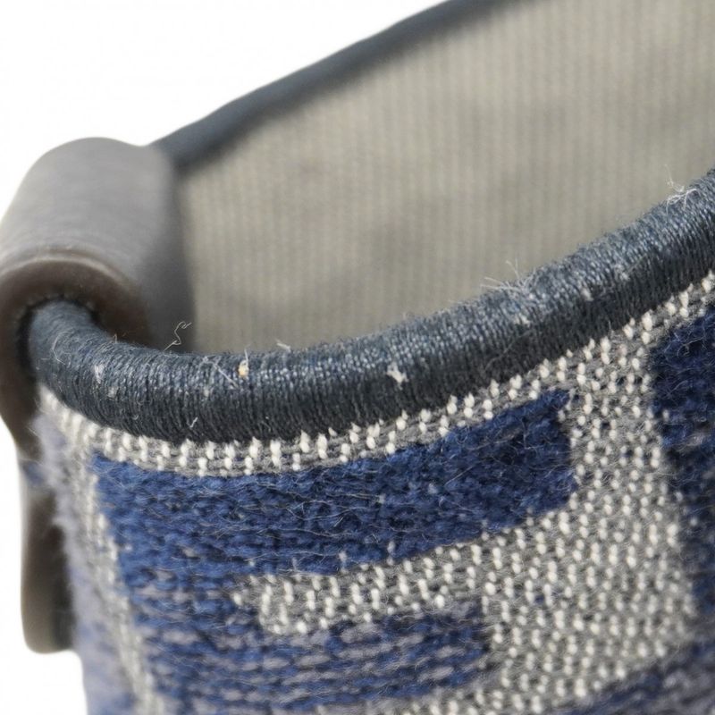 Fendi Tote Bag Jacquard Velvet Navy Gold Hardware Women