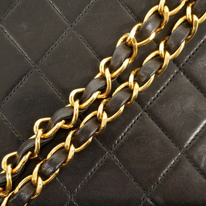 Chanel Shoulder Bag Matelasse Lambskin Black Gold Hardware Women