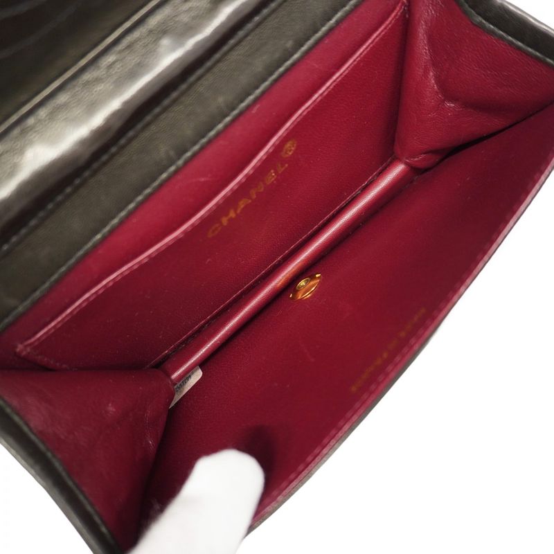 Chanel Shoulder Bag Matelasse Lambskin Black Gold Hardware Women