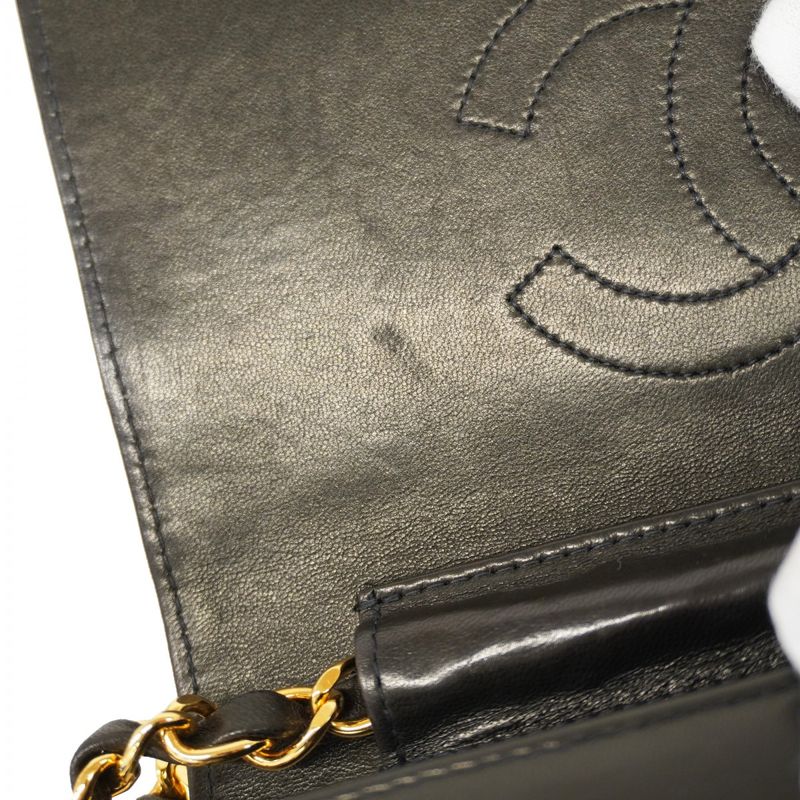 Chanel Shoulder Bag Matelasse Lambskin Black Gold Hardware Women