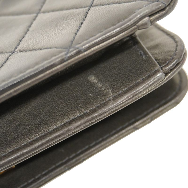 Chanel Shoulder Bag Matelasse Lambskin Black Gold Hardware Women