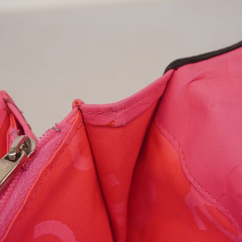 Chanel Long Wallet Cambon Lambskin Black Silver Hardware Women