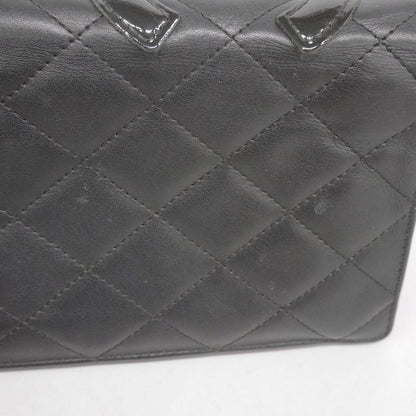 Chanel Long Wallet Cambon Lambskin Black Silver Hardware Women