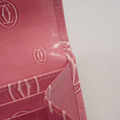 Cartier Long Wallet Happy Birthday Enamel Pink Silver Hardware Ladies