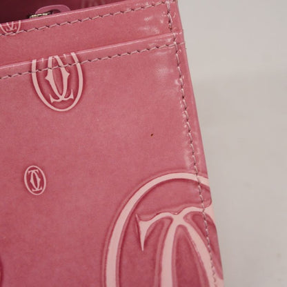 Cartier Long Wallet Happy Birthday Enamel Pink Silver Hardware Ladies