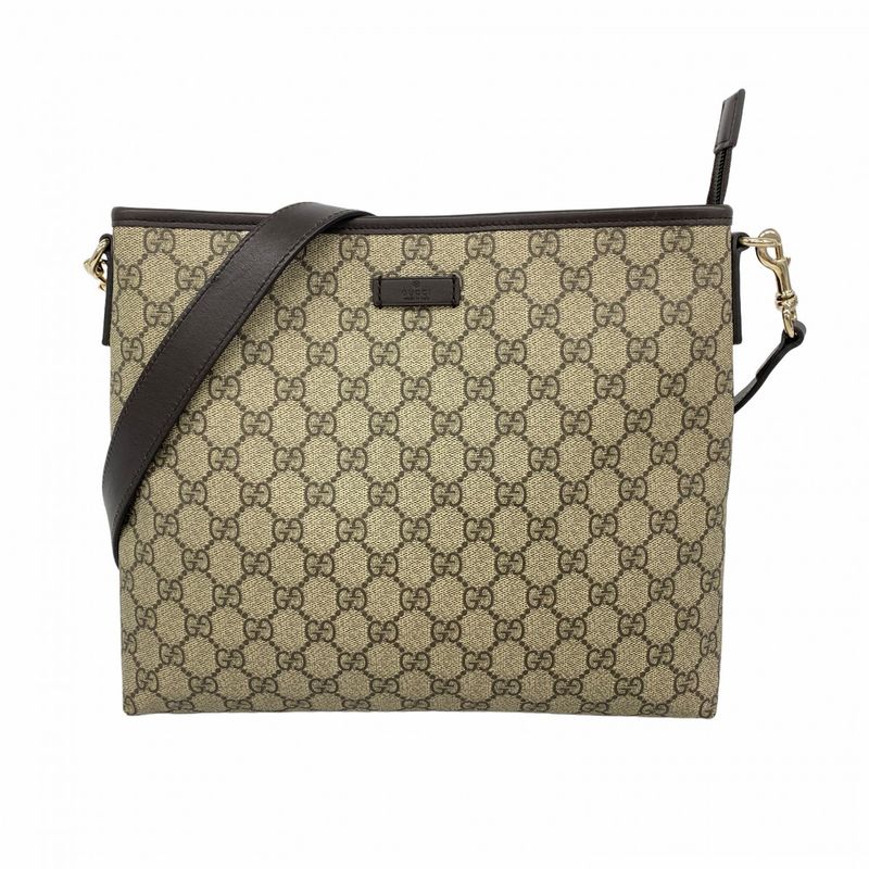 Gucci Shoulder Bag GG Supreme 388924 PVC Brown Chien Pan Gold Hardware Women