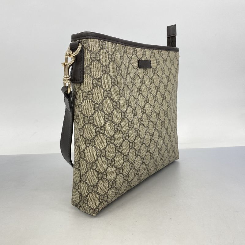 Gucci Shoulder Bag GG Supreme 388924 PVC Brown Chien Pan Gold Hardware Women