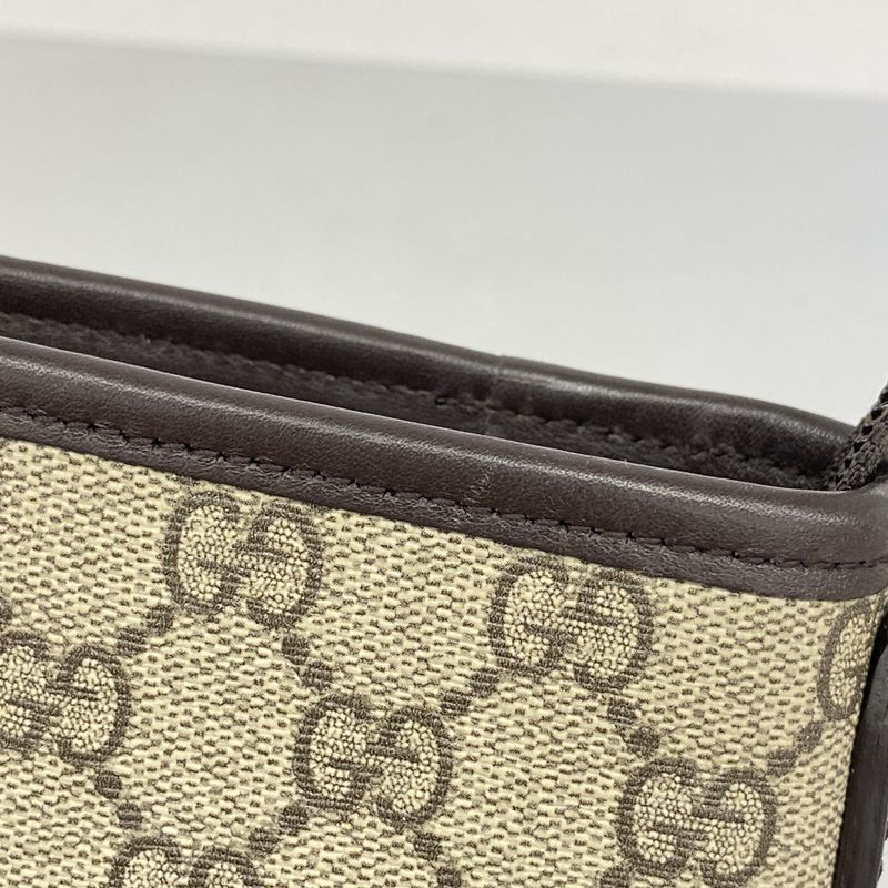 Gucci Shoulder Bag GG Supreme 388924 PVC Brown Chien Pan Gold Hardware Women